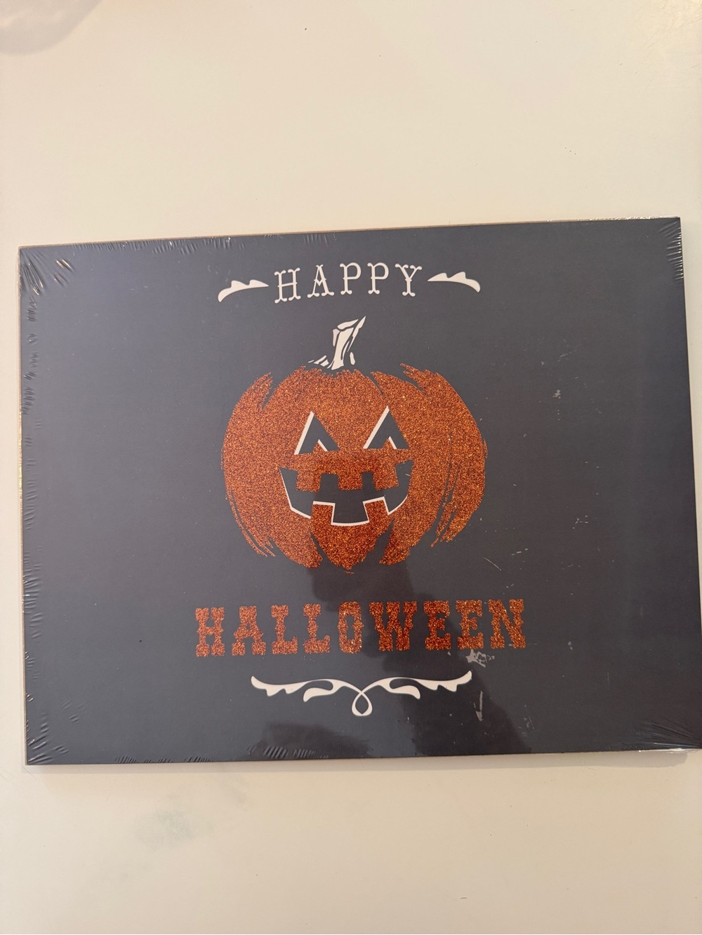 Happy Halloween Glitter Pumpkin Wall Art - Orange